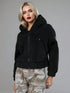 Winter Damen Kurzjacke mit Revers und Reißverschlusstaschen im Kreuzdesign